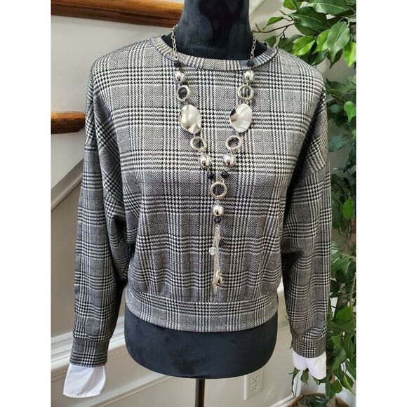 OVS Women's White & Black Polyester Round Neck Long Sleeve Top Shirt Size Small - Picture 2 of 12